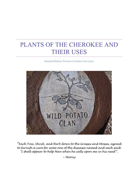 Plants of the Cherokee and their uses .